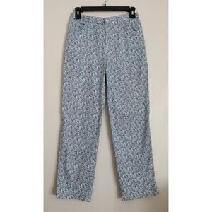 Light Blue Vintage Jones New York High Waisted Floral Print Pants 6